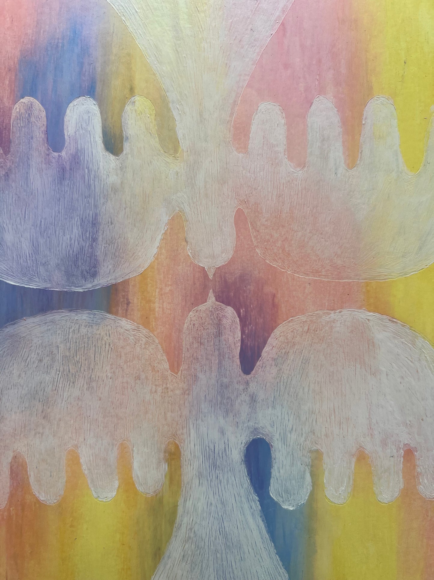 Lovebirds – Original oliepasteltegning A4 | Gennemsigtig hvid på pasteller