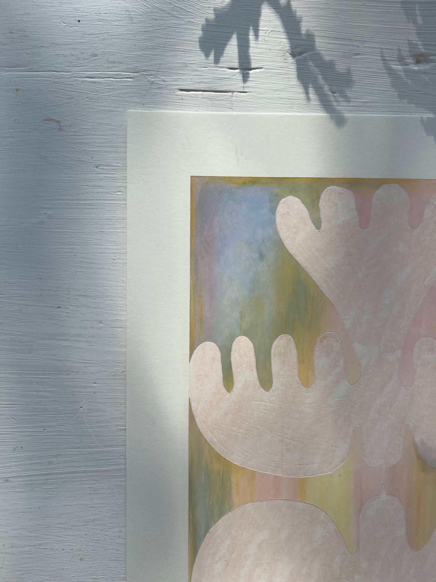 Lovebirds – Original oliepasteltegning A4 | Lys rosa på pasteller