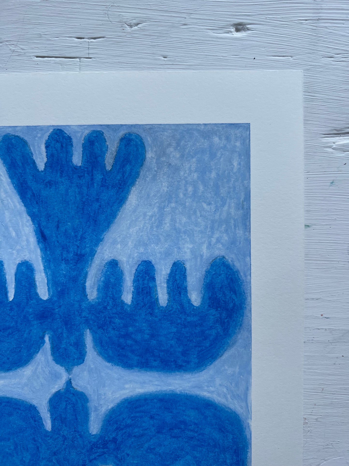 Lovebirds – Original oliepasteltegning A4 | Blå på lyseblå