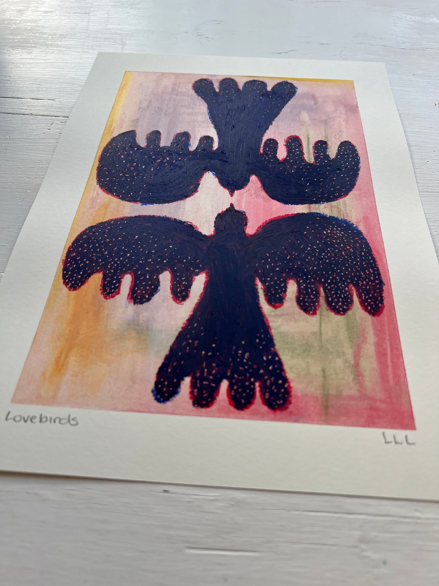 Lovebirds – Mørkeblå på rosa